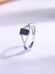Blue Sapphire Modern Octagon Silver Ring