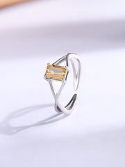 Citrine Modern Octagon Silver Ring