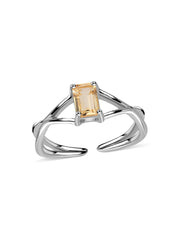 Citrine Modern Octagon Silver Ring