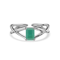 Natural Emerald Modern Octagon Silver Ring