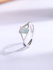 Natural Ethiopian Opal Modern Octagon Silver Ring