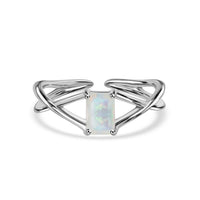 Natural Ethiopian Opal Modern Octagon Silver Ring