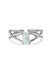 Natural Ethiopian Opal Modern Octagon Silver Ring