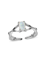 Natural Ethiopian Opal Modern Octagon Silver Ring