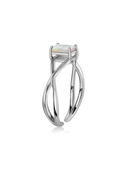 Natural Ethiopian Opal Modern Octagon Silver Ring