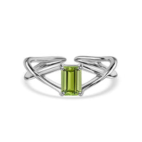 Natural Peridot Modern Octagon Silver Ring