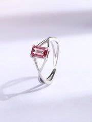 Pink Tourmaline Modern Octagon Silver Ring