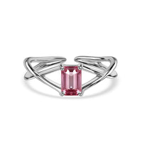 Natural Pink Tourmaline Modern Octagon Silver Ring