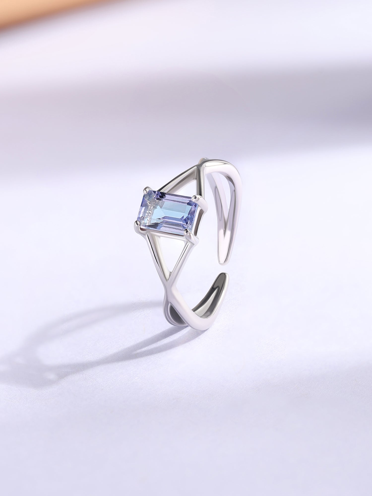 Natural Tanzanite Modern Octagon Silver Ring