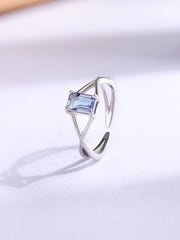 Natural Tanzanite Modern Octagon Silver Ring