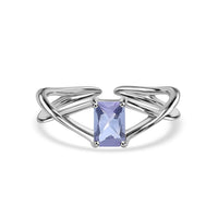 Natural Tanzanite Modern Octagon Silver Ring