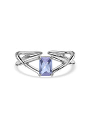 Natural Tanzanite Modern Octagon Silver Ring