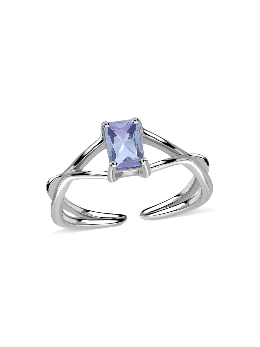 Natural Tanzanite Modern Octagon Silver Ring