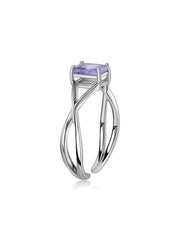 Natural Tanzanite Modern Octagon Silver Ring