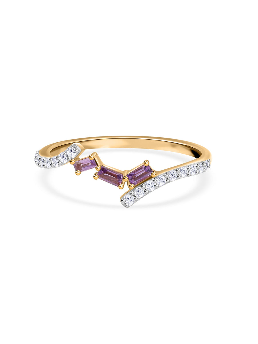 Amethyst Trio Blush Gold Ring