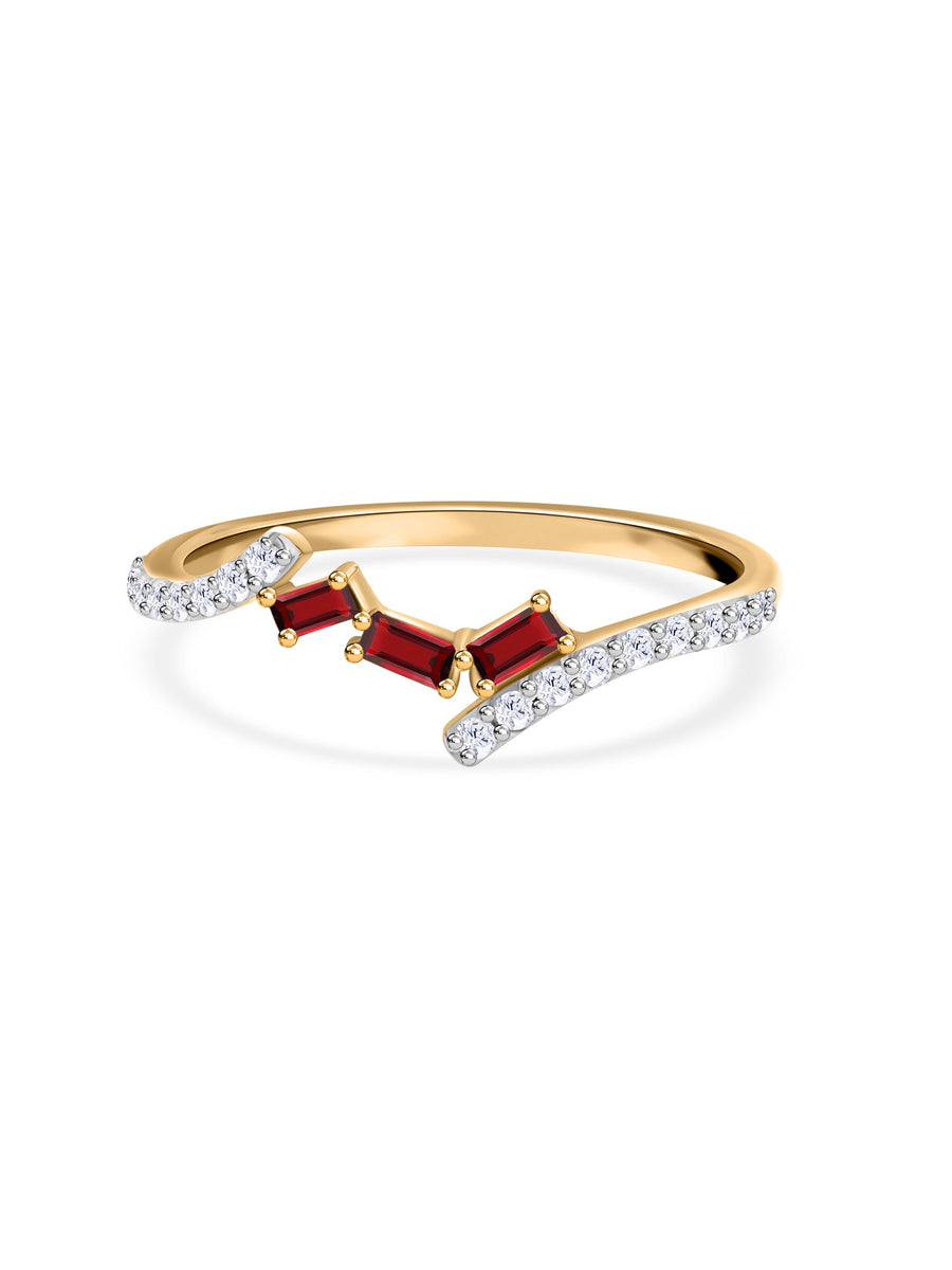 Garnet Trio Blush Gold Ring