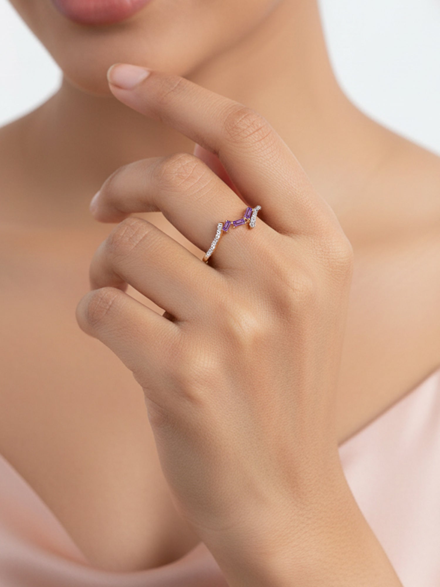 Amethyst Trio Blush Ring