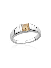 Natural Citrine Bold Band Silver Ring