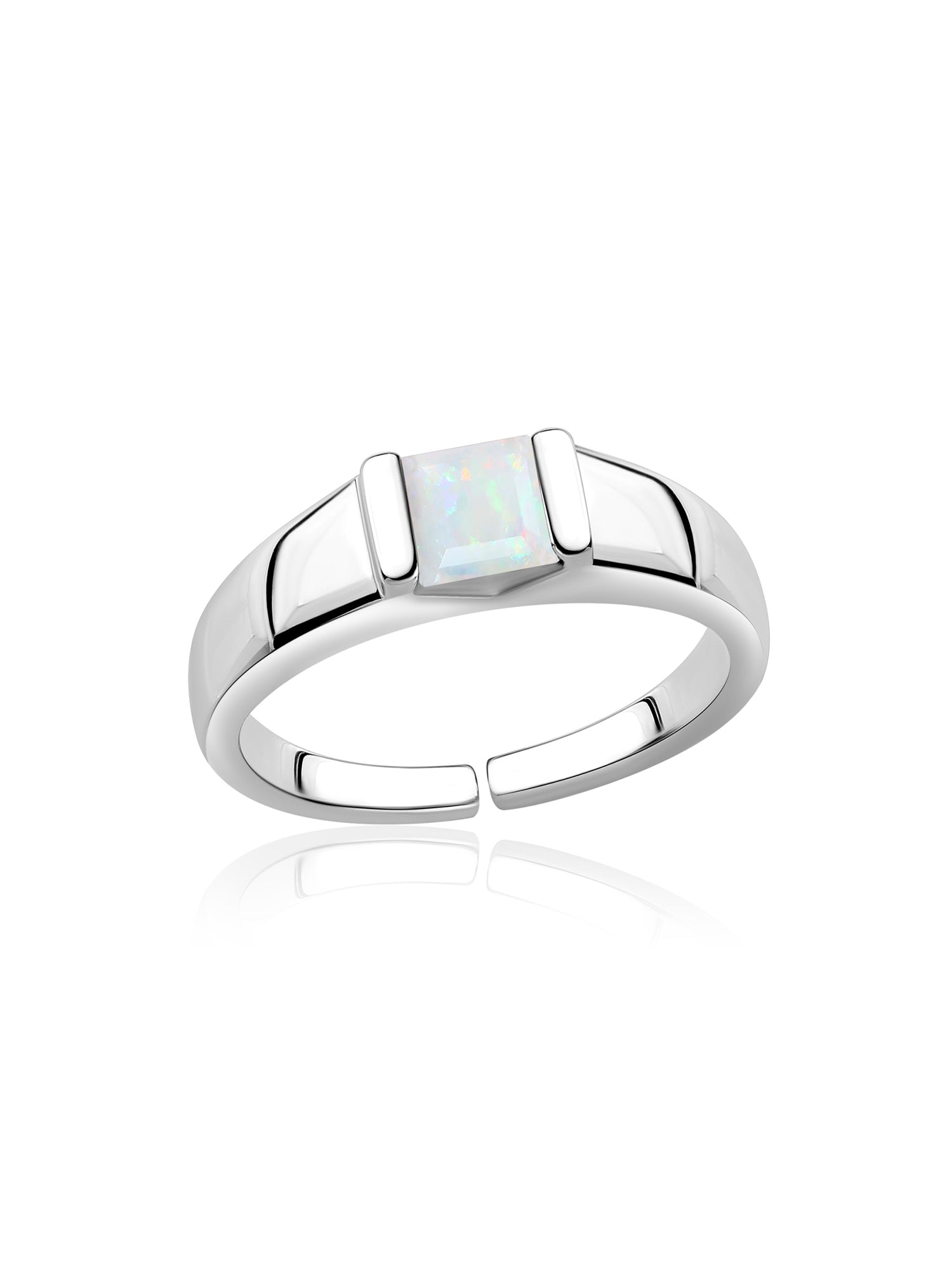 Natural Ethiopian Opal Bold Band Silver Ring