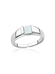 Natural Ethiopian Opal Bold Band Silver Ring