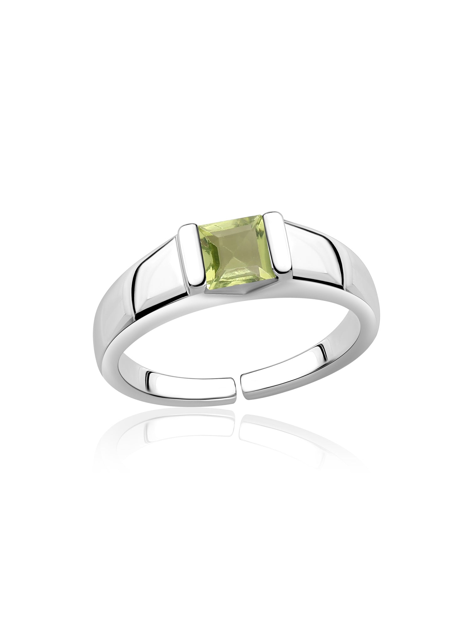 Natural Peridot Bold Band Silver Ring