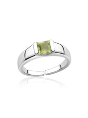 Natural Peridot Bold Band Silver Ring