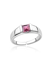 Natural Pink Tourmaline Bold Band Silver Ring