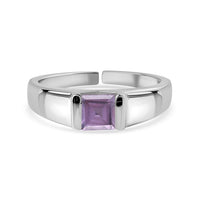 Natural Amethyst Bold Band Silver Ring