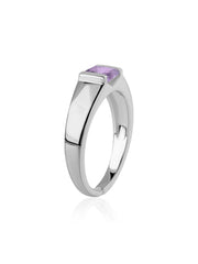 Natural Amethyst Bold Band Silver Ring