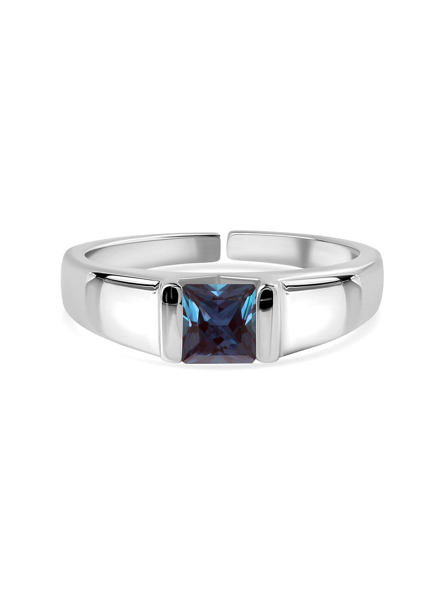 Alexandrite Bold Band Silver Ring