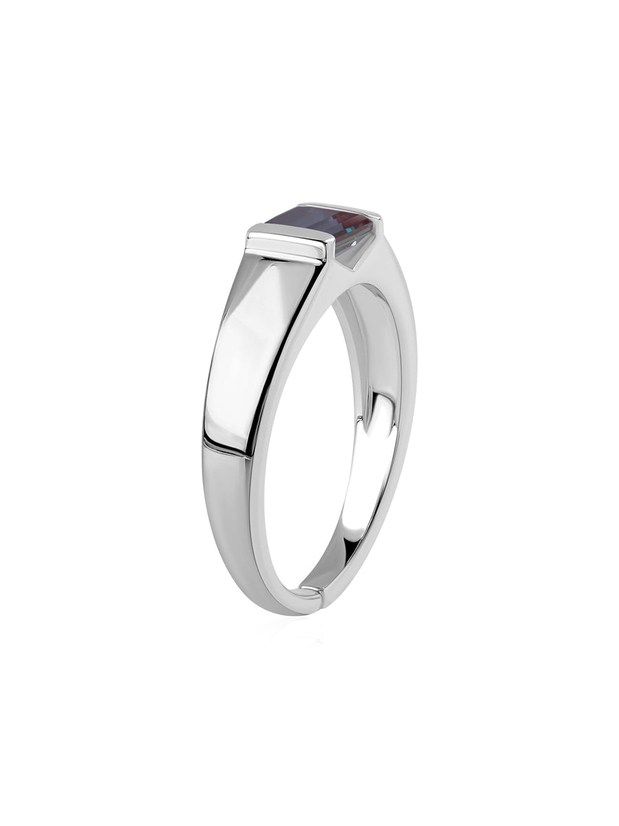 Alexandrite Bold Band Silver Ring
