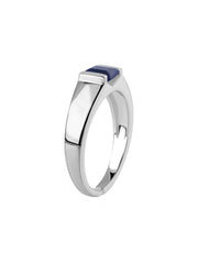 Natural Blue Sapphire Bold Band Silver Ring