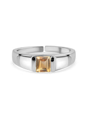 Natural Citrine Bold Band Silver Ring
