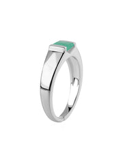 Natural Emerald Bold Band Silver Ring
