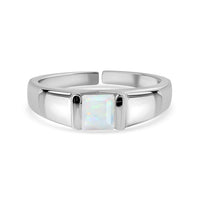 Natural Ethiopian Opal Bold Band Silver Ring