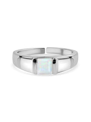 Natural Ethiopian Opal Bold Band Silver Ring