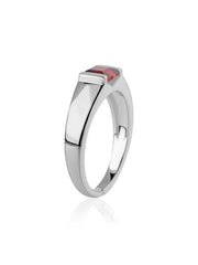 Natural Garnet Bold Band Silver Ring