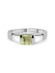 Natural Peridot Bold Band Silver Ring