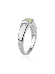 Natural Peridot Bold Band Silver Ring