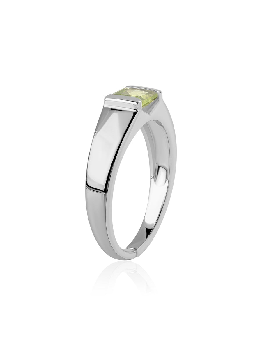 Natural Peridot Bold Band Silver Ring