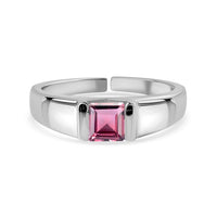 Natural Pink Tourmaline Bold Band Silver Ring