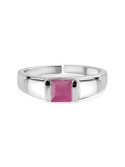 Natural Ruby Bold Band Silver Ring