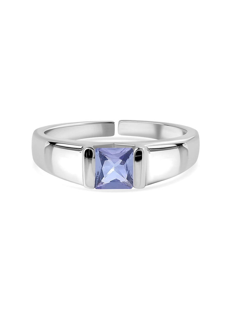 Natural Tanzanite Bold Band Silver Ring