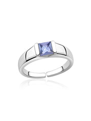 Natural Tanzanite Bold Band Silver Ring