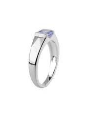 Natural Tanzanite Bold Band Silver Ring
