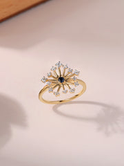 Celestial Natural Sapphire and Zirconia Ring