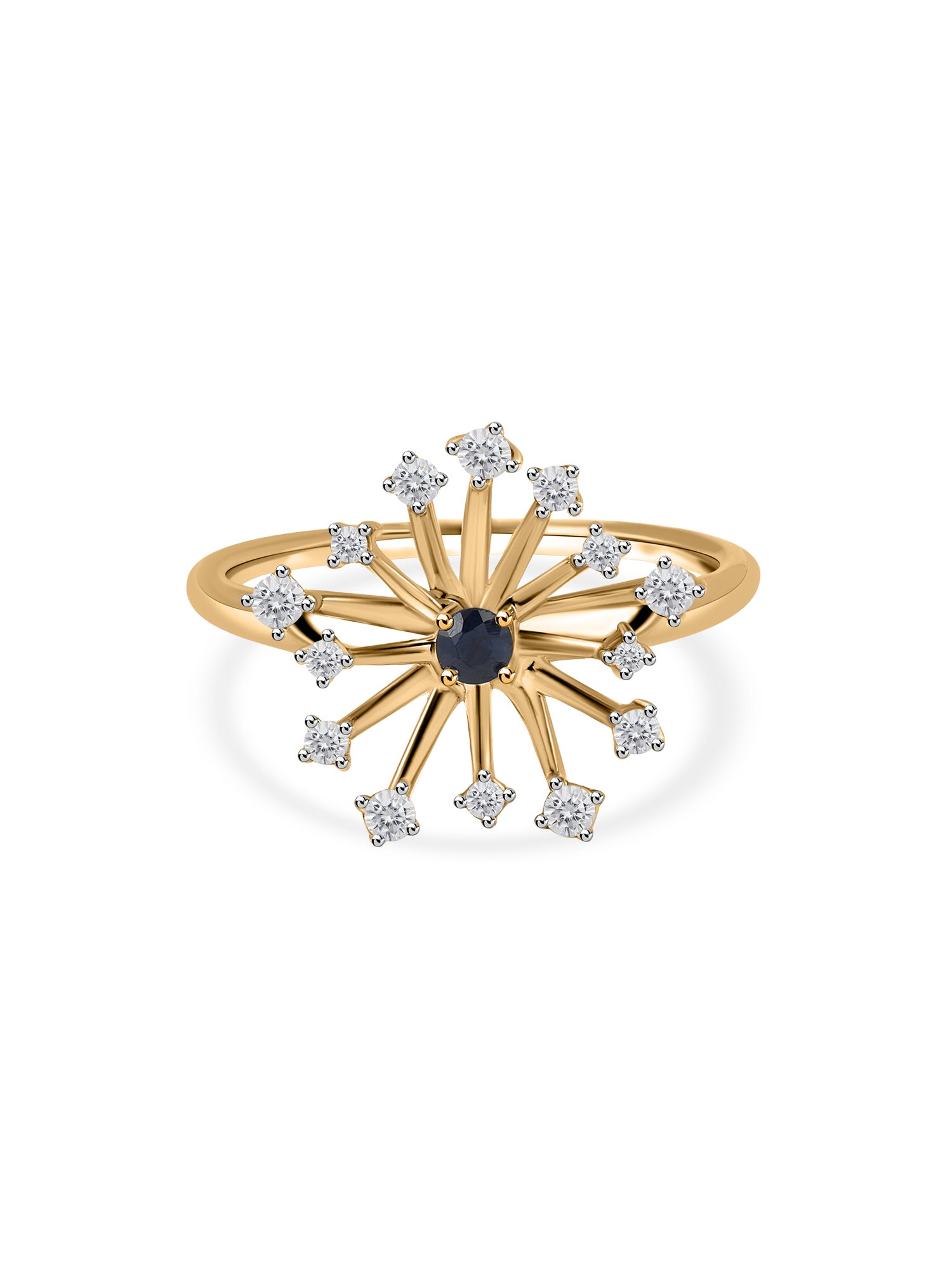 Celestial Natural Sapphire and Zirconia Ring