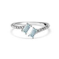 Natural Aquamarine Sleek Silver Baguette Ring