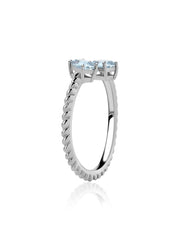 Natural Aquamarine Sleek Silver Baguette Ring