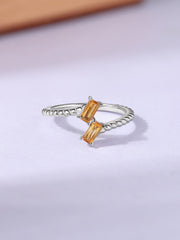 Natural Citrine Sleek Silver Baguette Ring